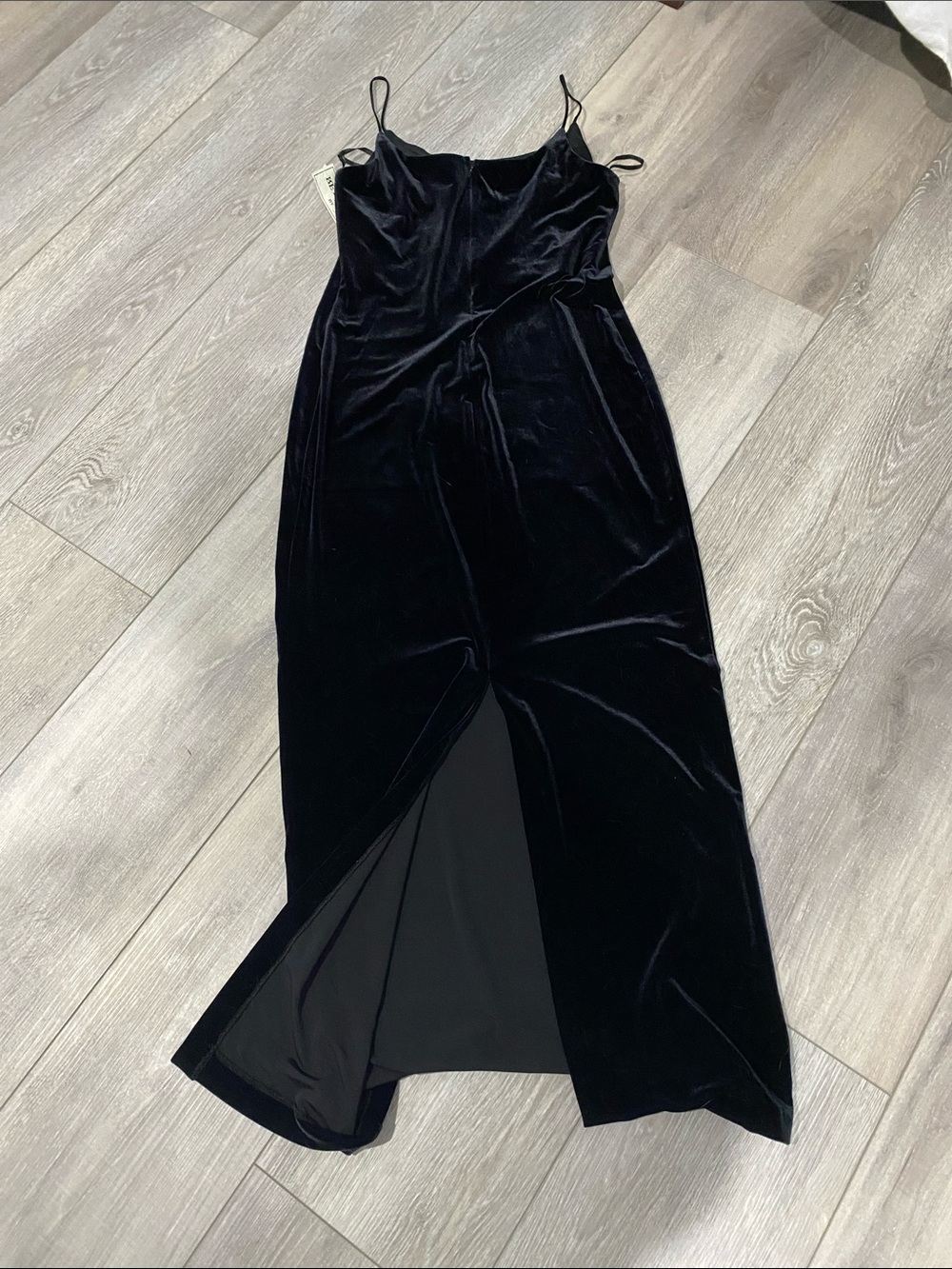 Y2K Black Velvet Slip Dress with Beaded Floral Detail - Picture 5 of 5
